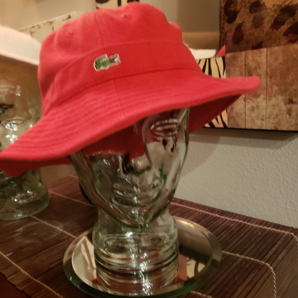 Red Vintage Lacoste Bucket Hat Unisex Size L